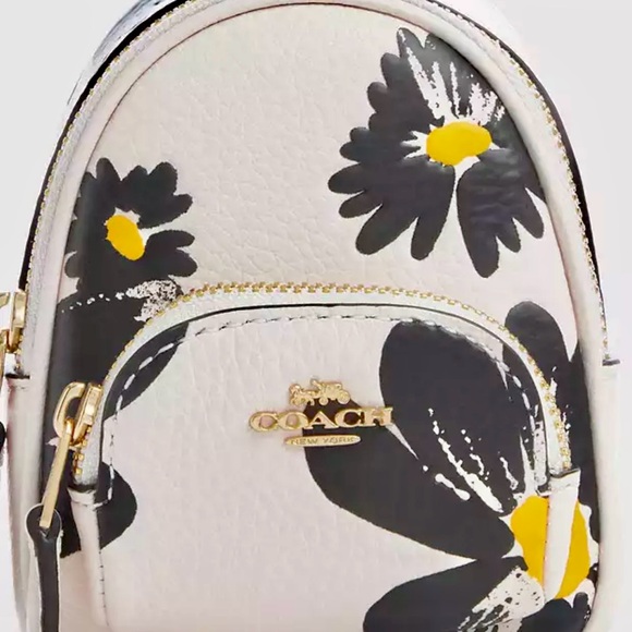 Coach Mini Court Backpack Keychain Fob Bag Charm With Floral Print - Picture 13 of 13